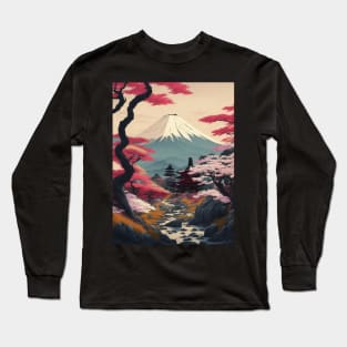 Serene Mount Fuji Sunset - Peaceful River Scenery Long Sleeve T-Shirt